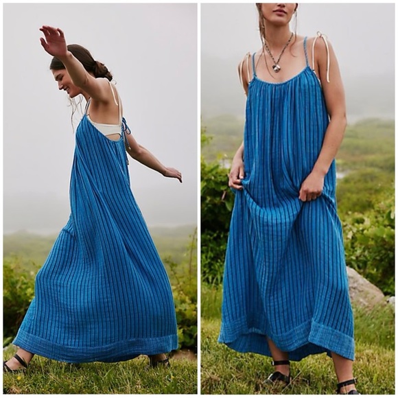 Free People Blue Striped Midi Dress - Picture 2 of 6
